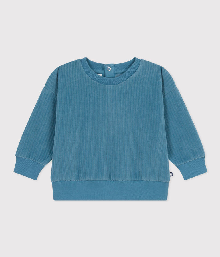 Sweatshirt en velours b&eacute;b&eacute; bleu POLOCHON