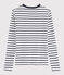 T-shirt iconique col rond Femme blanc MARSHMALLOW/bleu SMOKING