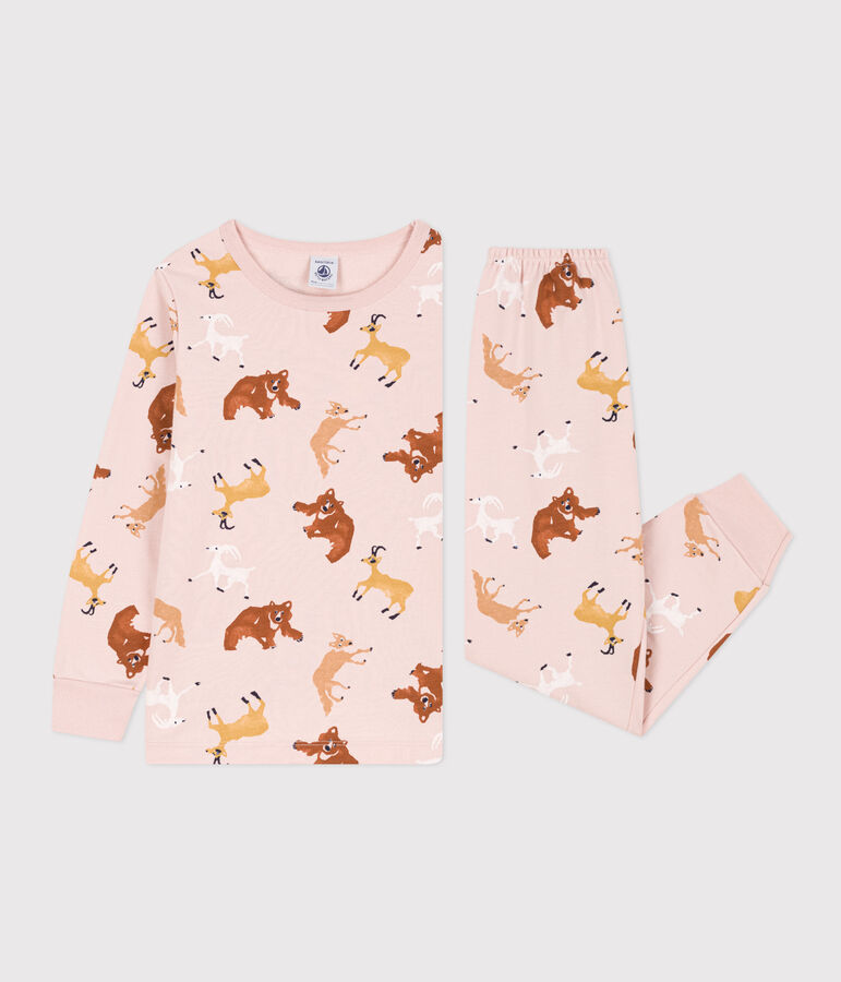 Pyjama animaux en molleton enfant rose/multicouleur