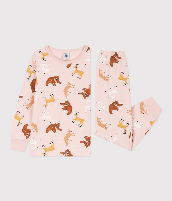 Pyjama animaux en molleton enfant rose SALINE/blanc MULTICO