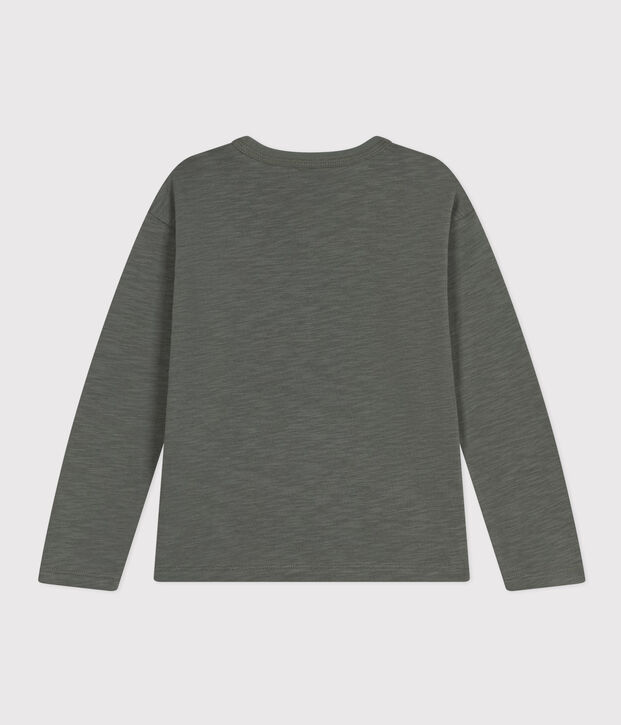 Tee-shirt manches longues en coton enfant gar&ccedil;on kaki
