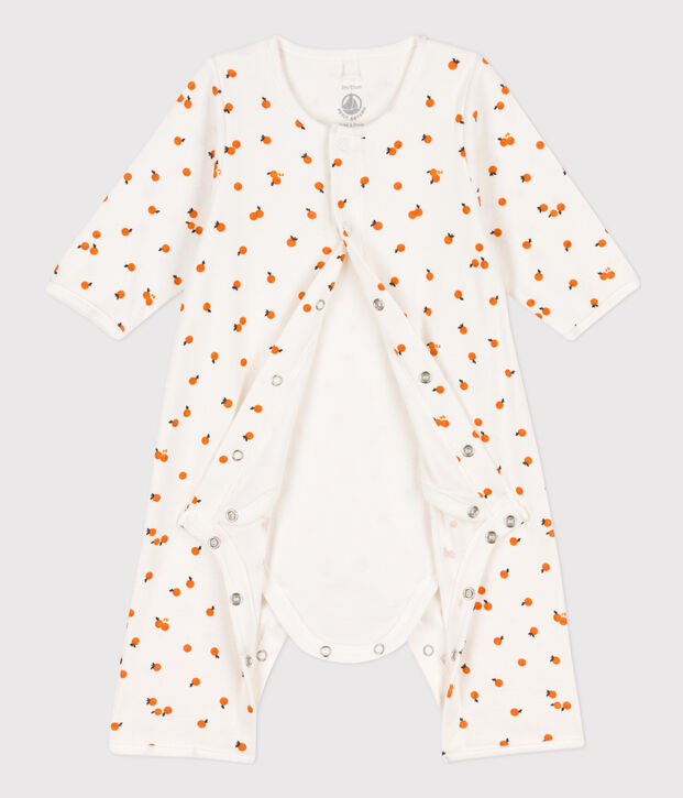 Bodyjama imprim&eacute;s en coton blanc/ORANGE
