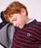 Pull enfant en laine et coton &agrave; rayures bleu/rouge