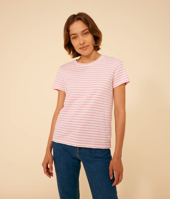 Tee-shirt Le Droit col rond en coton rayé femme AVALANCHE/ SHOCKING