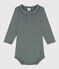 Body manches longues col en coton bébé vert THUYA