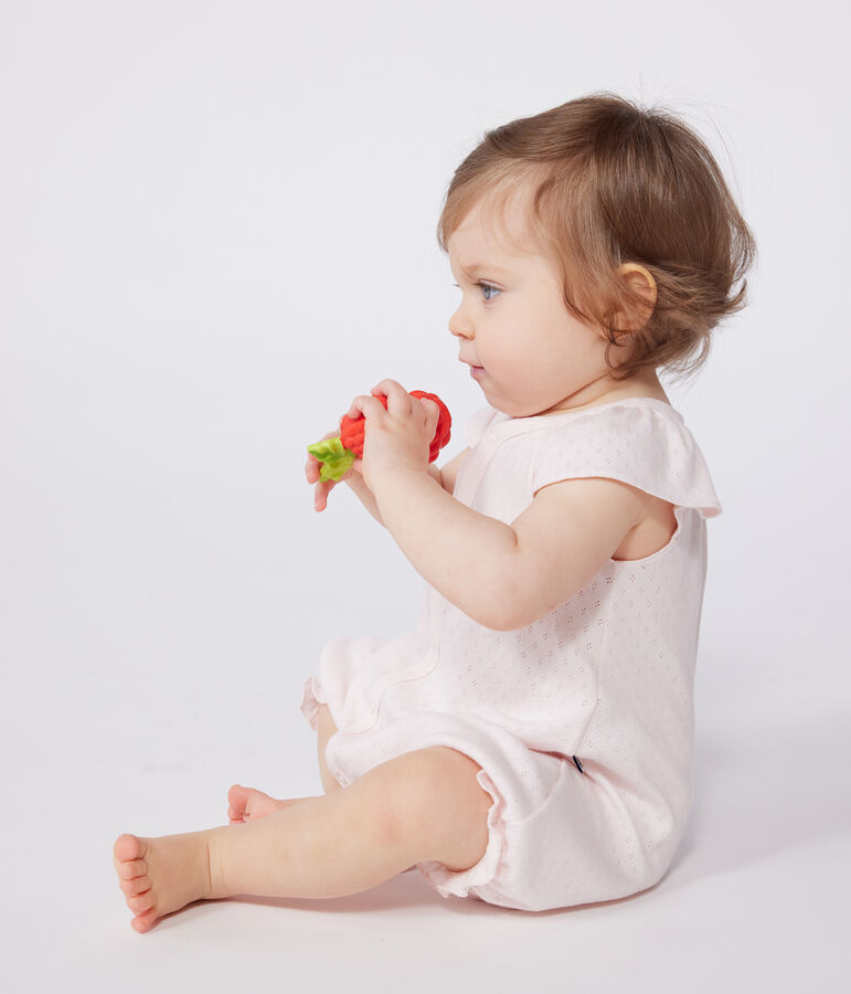 Combinaison courte b&eacute;b&eacute; en coton uni rose FLEUR