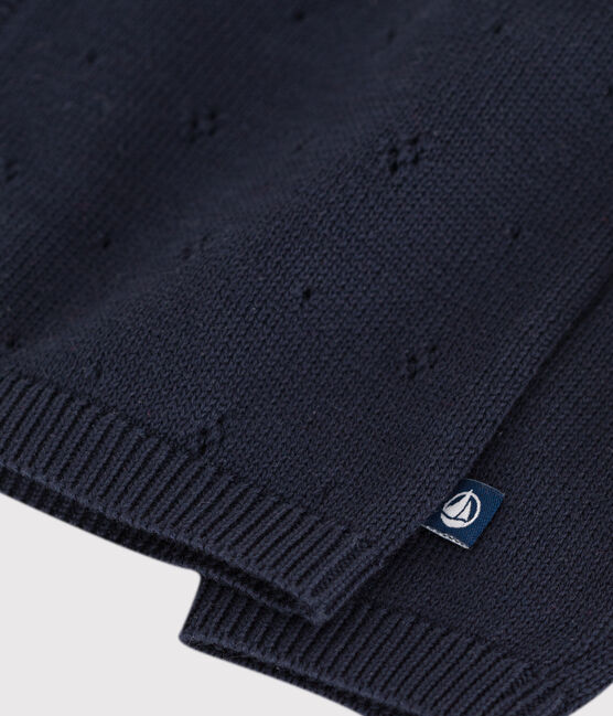 Cardigan bébé en tricot de coton uni bleu SMOKING