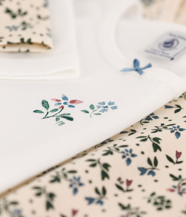 Lot de 2 t-shirts manches longues fleur petite fille en coton multicouleur