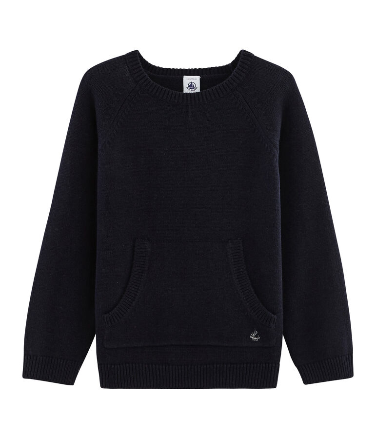 Pull tricot laine et coton enfant gar&ccedil;on bleu