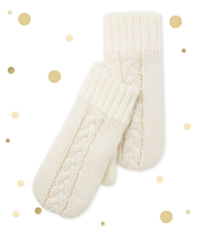 Gants enfant fille blanc/jaune