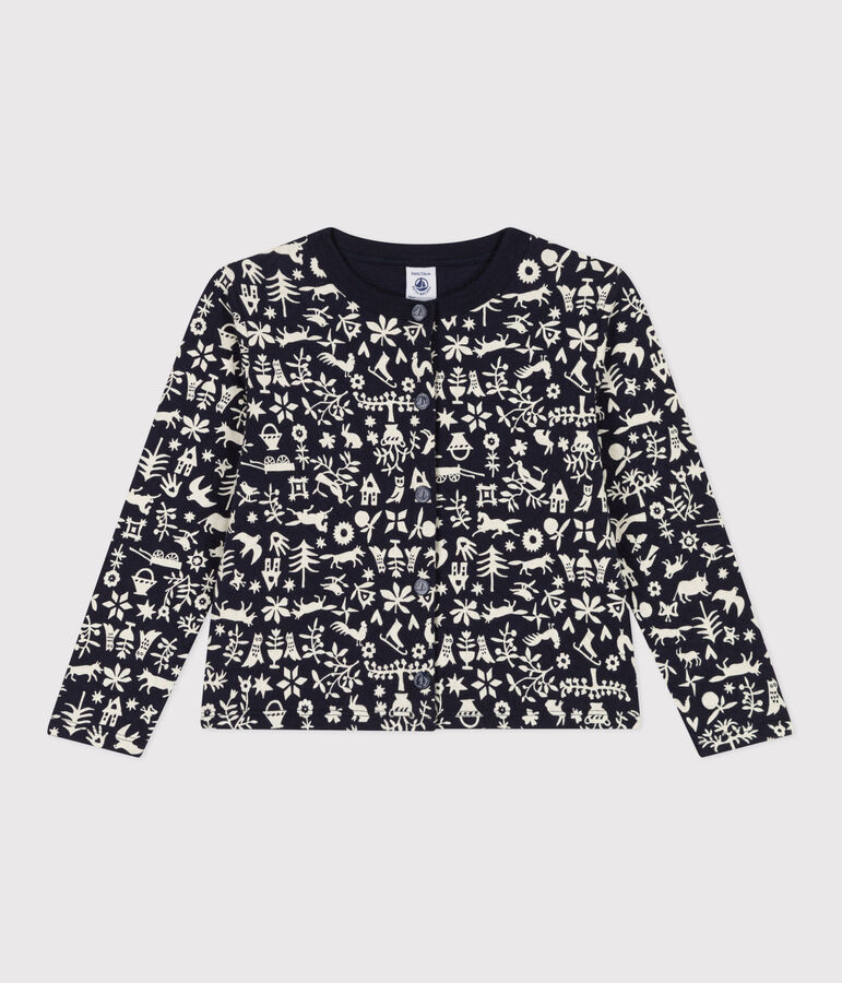 Cardigan imprim&eacute; en tubique matelass&eacute; enfant fille bleu SMOKING/ AVALANCHE