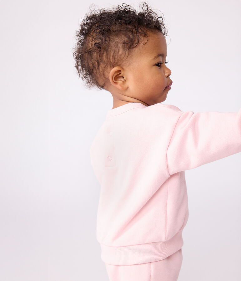 Sweatshirt b&eacute;b&eacute; en coton brod&eacute; Petit Bateau rose JOLI