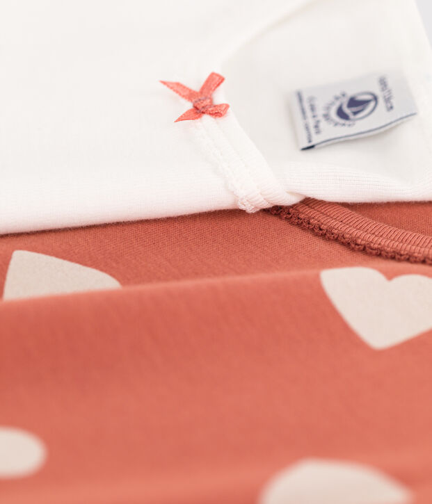 Lot de 2 tee-shirts manches courtes coeur petite fille en coton multicouleur