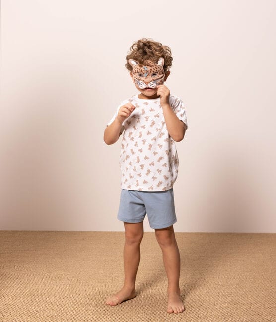 Pyjama motif animal avec masque en coton enfant blanc MARSHMALLOW/blanc MULTICO