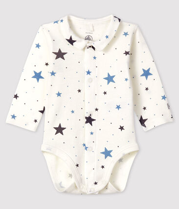 PETIT BATEAU - Body étoilé à col bébé garçon en côte
