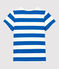 Tee-shirt manches courtes en coton enfant fille bleu RUISSEAU/blanc MARSHMALLOW