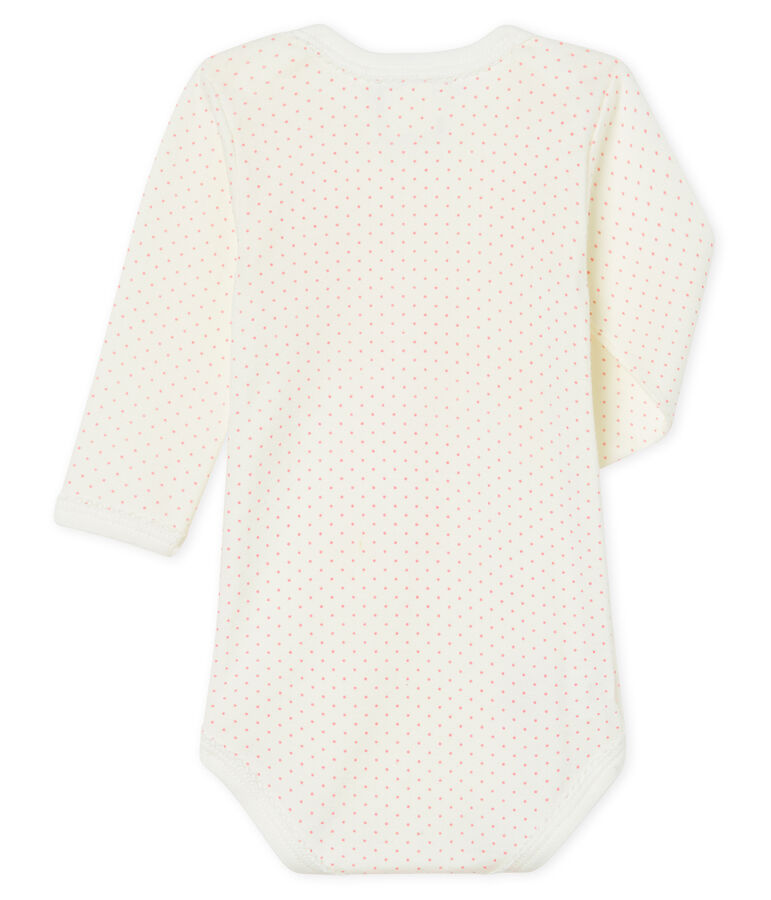 Body manches longues b&eacute;b&eacute; fille blanc MARSHMALLOW/rose CHARME