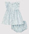 Robe avec bloomer imprimé Hawaï en popeline bio bébé PLEINAIR/ MARSHMALLOW