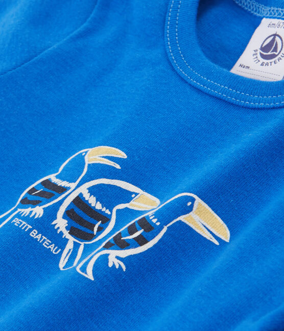 Tee-shirt uni bébé garçon bleu DELFT
