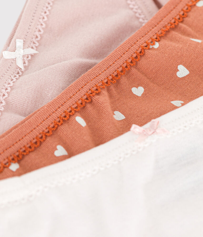 Lot de 3 culottes c&oelig;ur en coton petite fille multicouleur