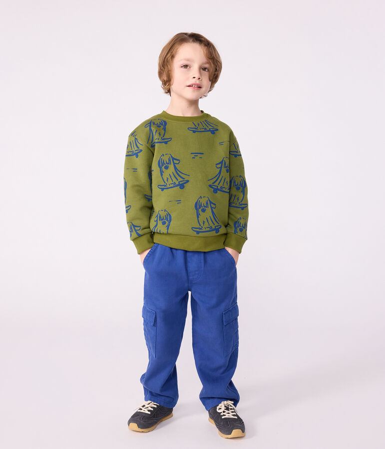Sweatshirt enfant en coton imprim&eacute; bleu CEDAR/ OLYMPIC