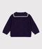 Cardigan b&eacute;b&eacute; &agrave; col marin en coton ajour&eacute; bleu marine