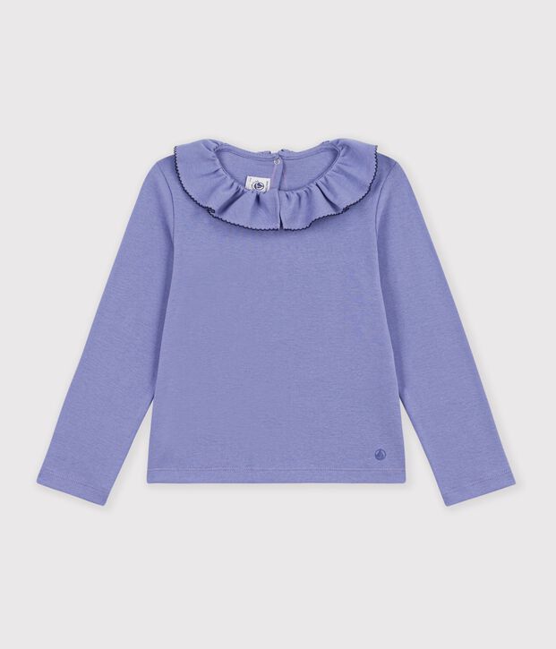 Tee-shirt &agrave; col enfant manches longues uni violet