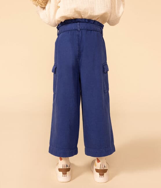 Pantalon large en lyocel enfant fille bleu INCOGNITO