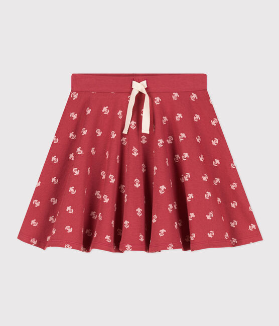 Jupe imprimée en coton enfant fille rose PAPI/beige AVALANCHE
