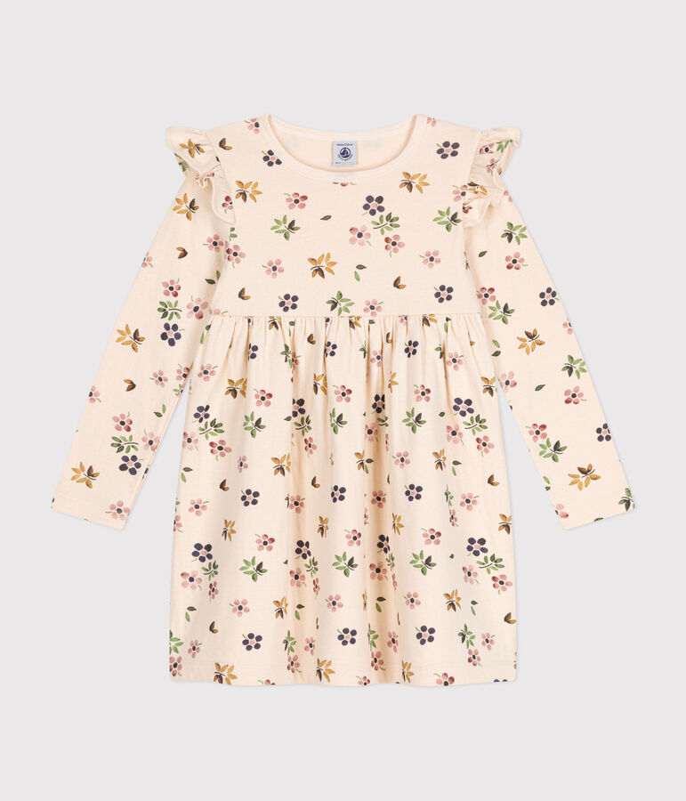 Robe manches longues en tubique enfant fille blanc AVALANCHE/ MULTICO