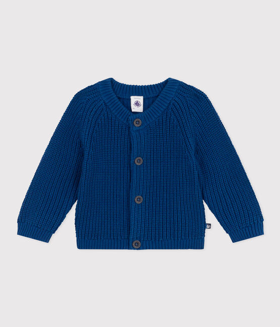 Cardigan en tricot de coton bébé bleu INCOGNITO