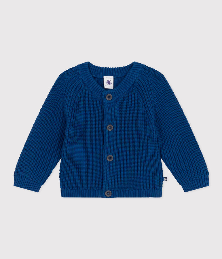 Cardigan en tricot de coton b&eacute;b&eacute; bleu INCOGNITO