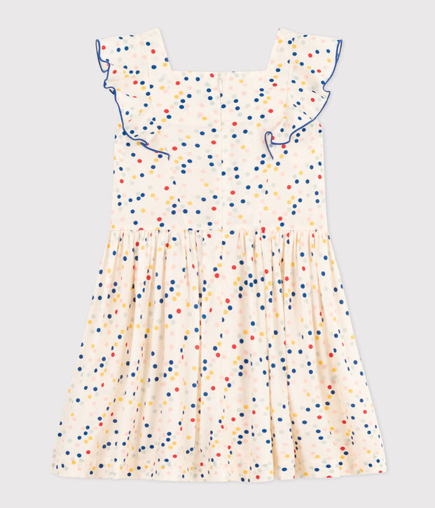 Robe imprim&eacute;e sans manche en popeline enfant fille blanc/multicouleur