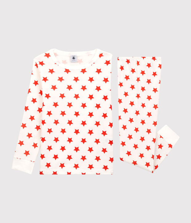 Pyjama imprim&eacute; graphique en coton enfant blanc/rouge