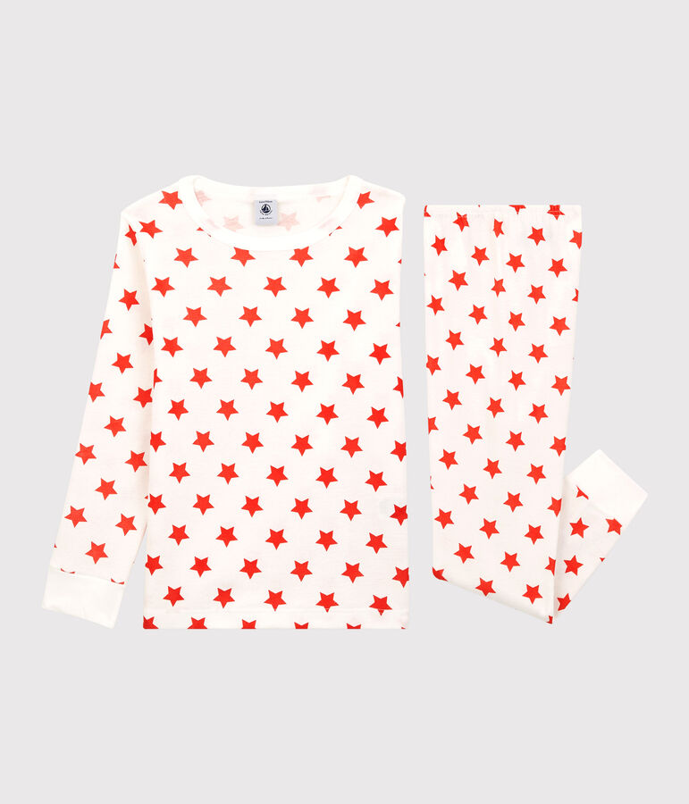 Pyjama imprim&eacute; graphique en coton enfant blanc MARSHMALLOW/ SPICY