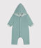Combinaison longue ouatinée à capuche en coton bébé vert PAUL