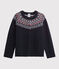 Cardigan laine et coton enfant fille bleu SMOKING/blanc MULTICO