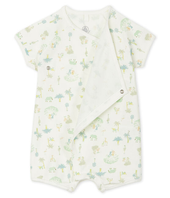 Combicourt bébé mixte en côte blanc MARSHMALLOW+AMANDIER/vert MULTICO