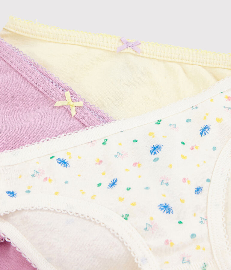 Lot de 3 culottes &agrave; fleurs petite fille en coton et lin multicouleur