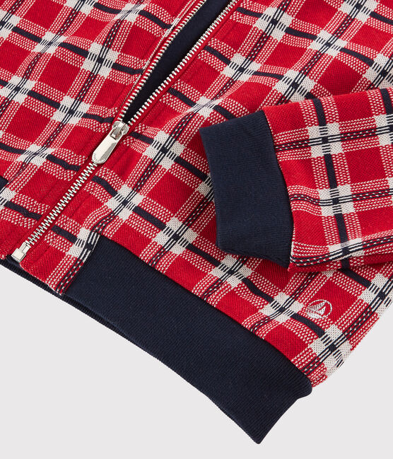 Cardigan à carreaux enfant fille rouge TERKUIT/blanc MULTICO