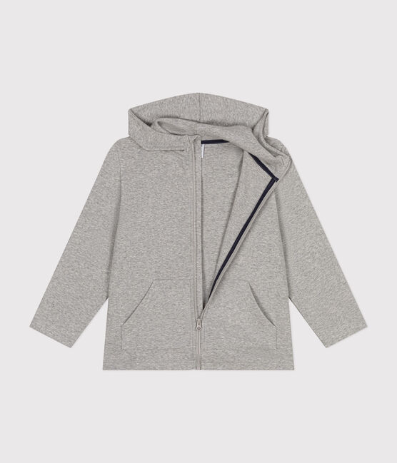 Sweatshirt zippé à capuche en cote enfant garçon gris CHATON CHINE