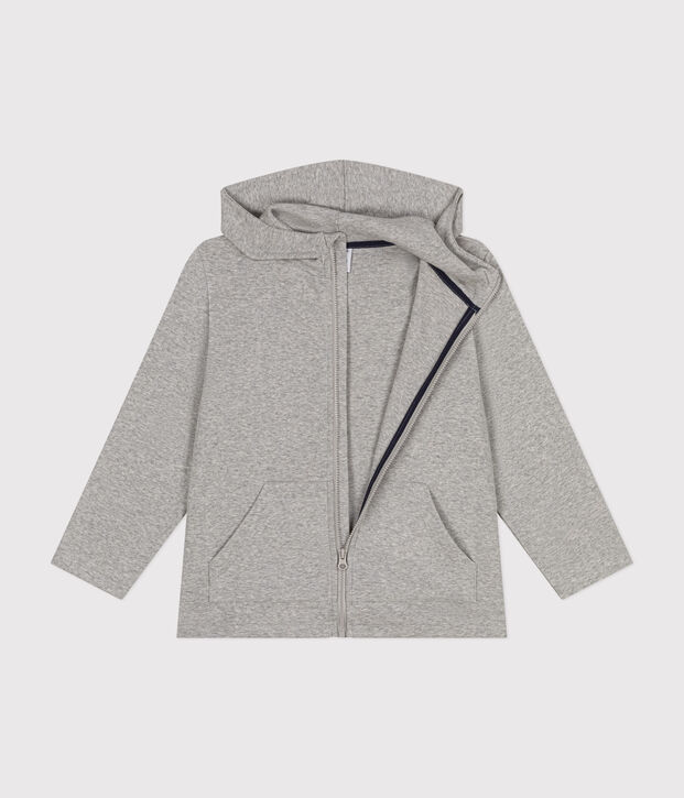 Sweatshirt zipp&eacute; &agrave; capuche en cote enfant gar&ccedil;on gris