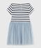 Robe enfant en coton manches courtes rayée CO2/ MULTICO