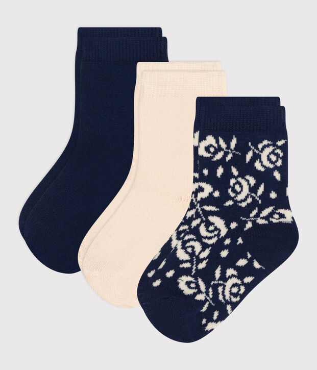 3 paires de chaussettes en coton fleurs b&eacute;b&eacute; multicouleur