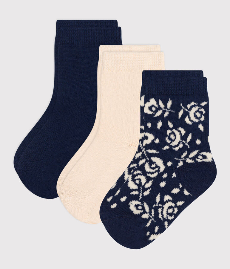 3 paires de chaussettes en coton fleurs b&eacute;b&eacute; variante 1