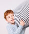 Pyjama enfant en coton &eacute;ponge &agrave; rayures bleu/&eacute;cru