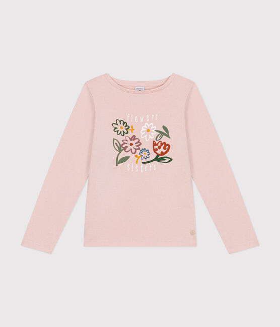 Tee-shirt manches longues en côte enfant fille rose SALINE
