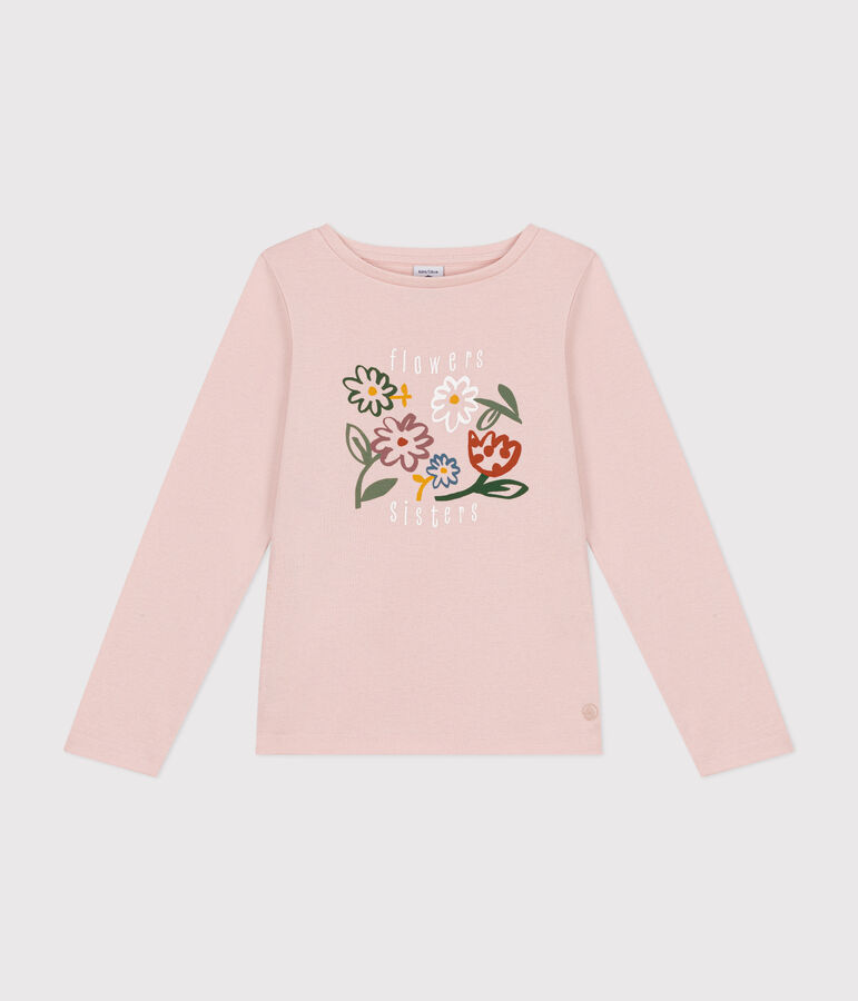 Tee-shirt manches longues en c&ocirc;te enfant fille rose SALINE