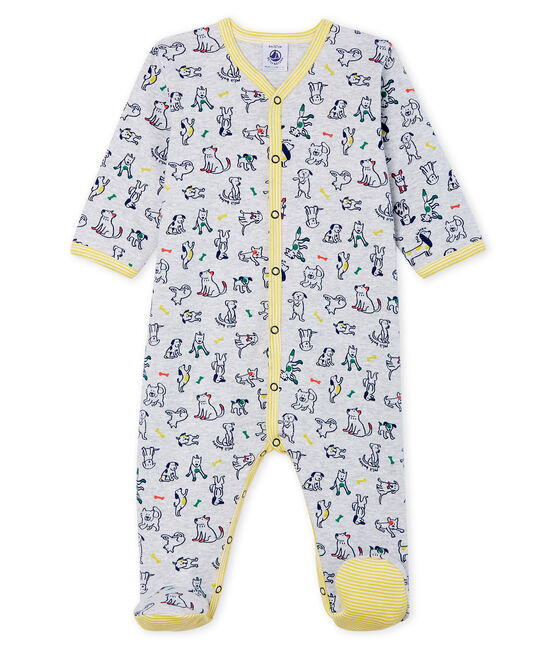 Dors bien bébé garçon en côte gris POUSSIERE/blanc MULTICO