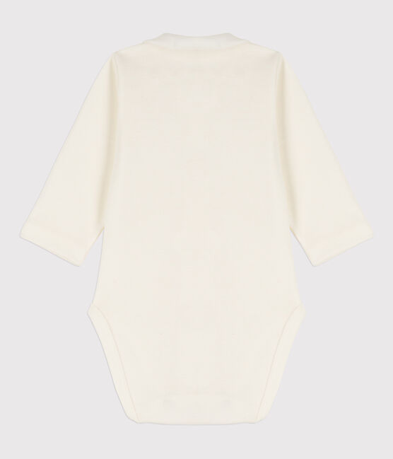 Body blanc à col bébé en coton biologique blanc MARSHMALLOW